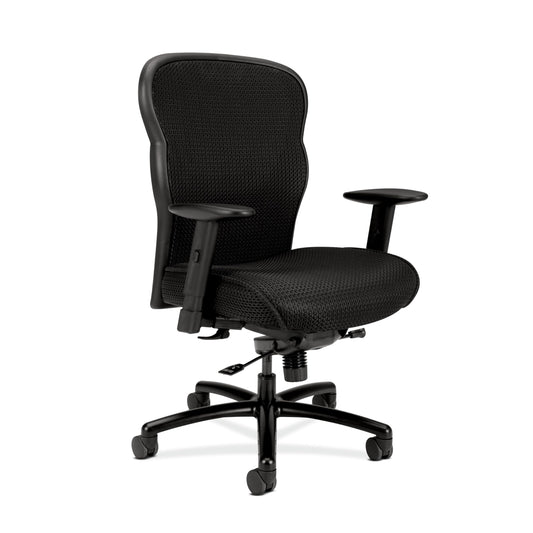 HON Wave Big and Tall Ergonomic Mesh Office Chair with Adjustable Arms and Lumbar Support, Heavy‑Duty Tilt Recline and Swivel Wheels, Desk and Computer Chair for Home Office, 450 lb. Capacity, Black