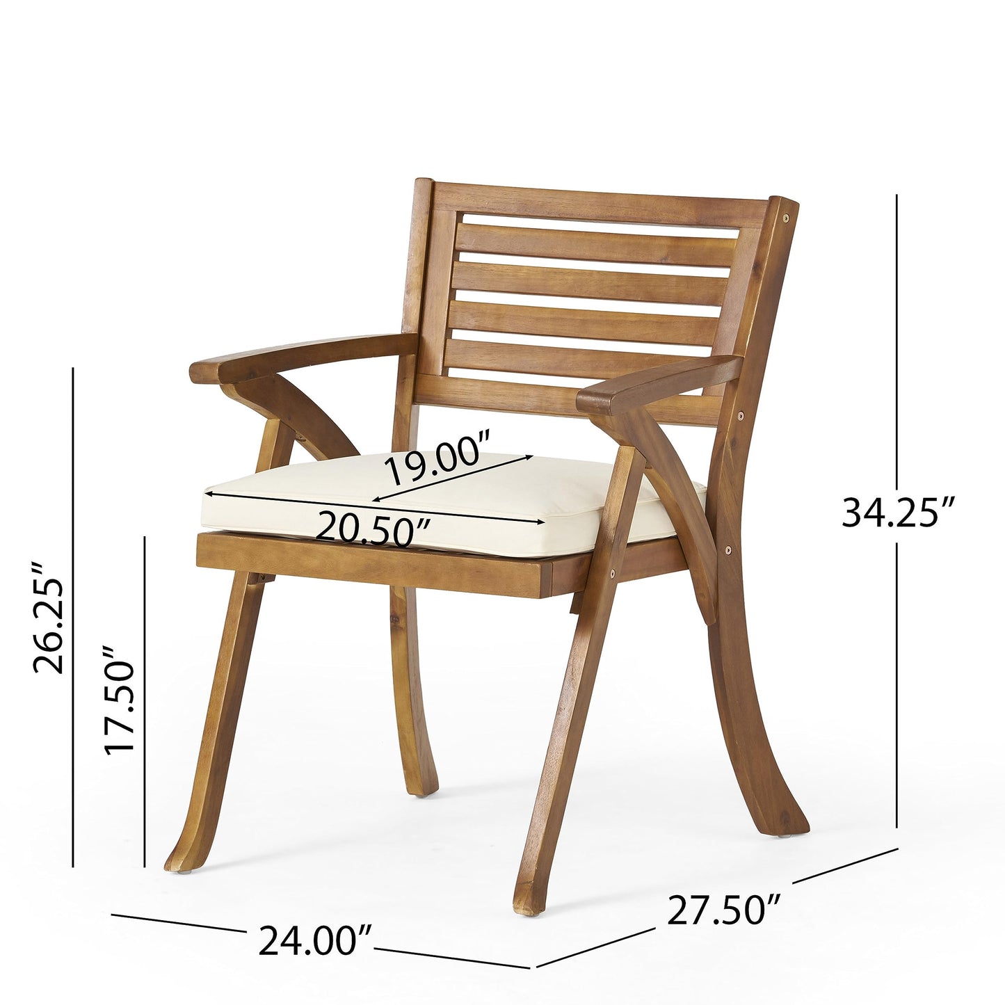 Christopher Knight Home Outdoor 6 Seater Acacia Wood Oval Dining Set with Cushions, Teak and Cream