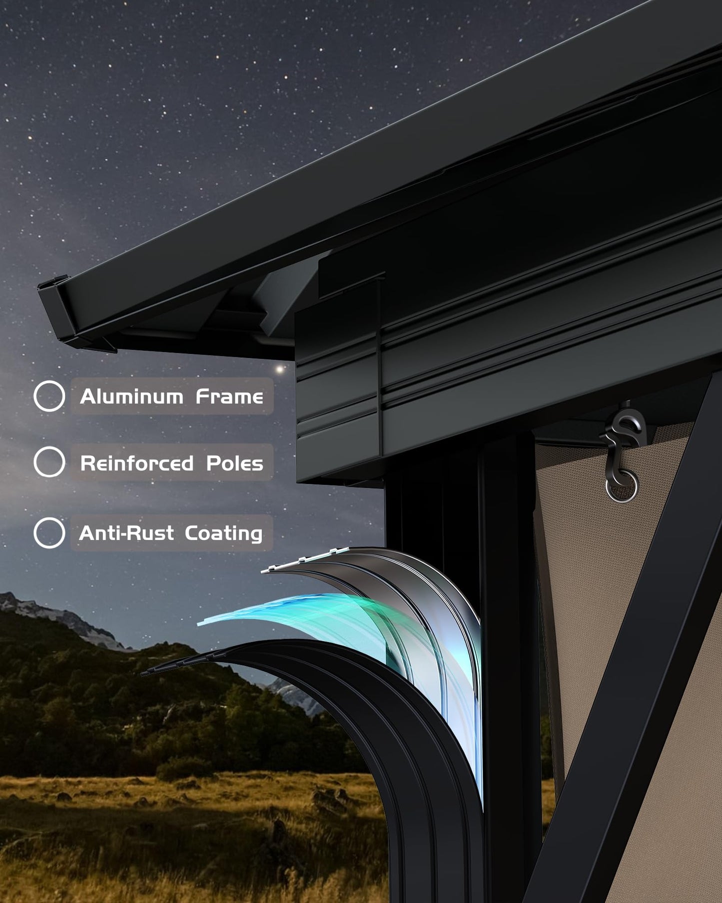 GarveeLife Hardtop Gazebo 12 ft x12 ft for All Weather, with Double Metal Roof, Aluminum Alloy Frame, Net, and Curtain, Permanent Building for Patio, Deck, Backyard, Lawn, and Garden