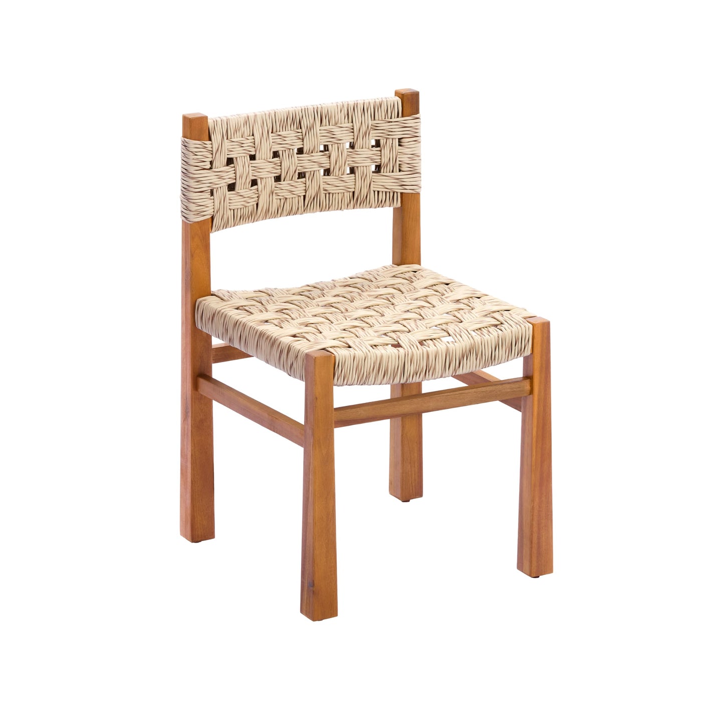 Christopher Knight Home 5 Piece Outdoor Dining Set Acacia Wood Square Table and 4 Light Grey Wicker Chairs Teak Finish Patio Furniture Set for Garden Backyard Balcony Deck