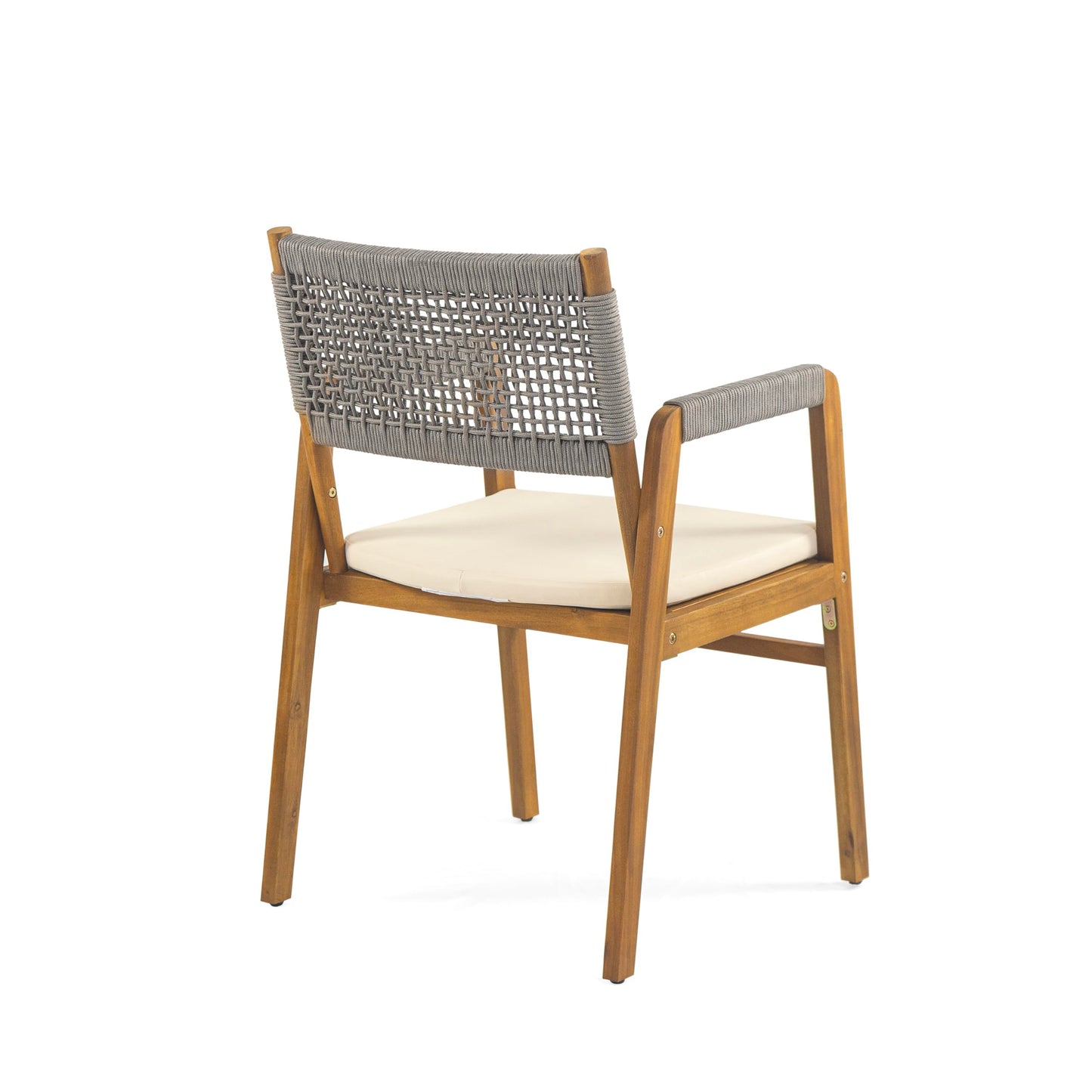 Christopher Knight Home Terry Acacia Wood Patio Dining Set for 6, Solid Wood Outdoor Dining Table Set for 6, 7 Piece Outdoor Dining Set with Rectangular Table and Woven Rope Accents, Teak+Beige+Grey