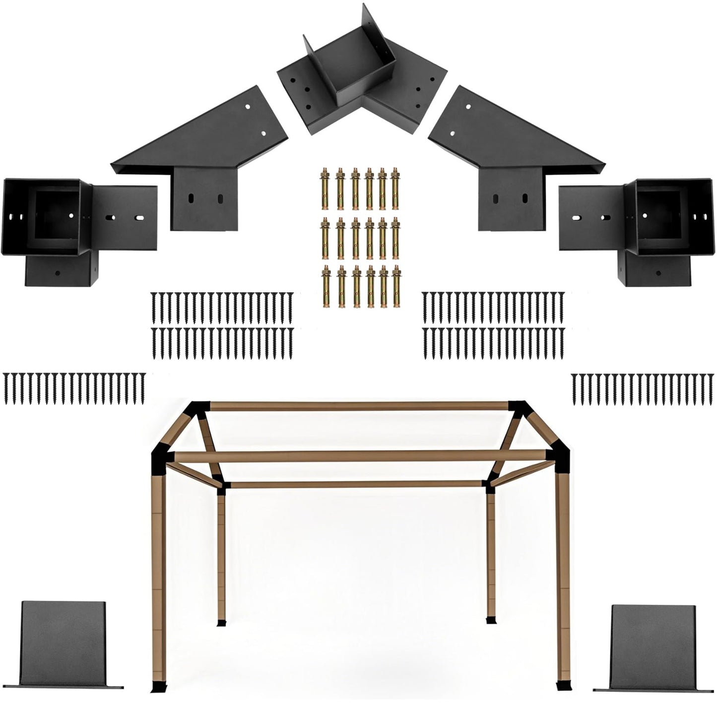 30° Slanted Pergola Whole-Set Kit for 4" x 4" Wood Pergola, Easy to Install, Weather - Resistant Bracket Kit for Carports, Gardens & More (14 Pcs)