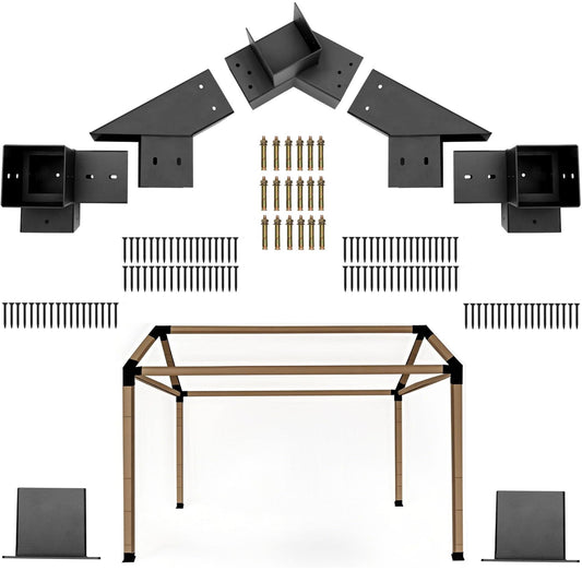 30° Slanted Pergola Whole-Set Kit for 4" x 4" Wood Pergola, Easy to Install, Weather - Resistant Bracket Kit for Carports, Gardens & More (14 Pcs)