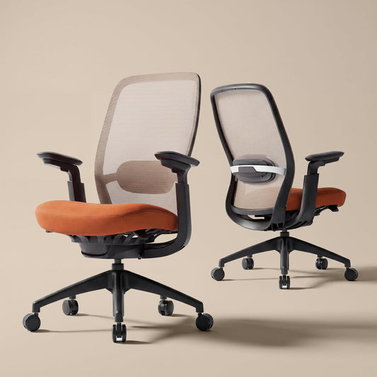 COLAMY Office Chair for Long Hours, Easy Wire-Control Desk Chair with Sliding Seat Depth & Thick Padded Lumbar Support, Heavy Duty 300 LBS High Back Mesh Computer Chair for Home Workstation,Orange