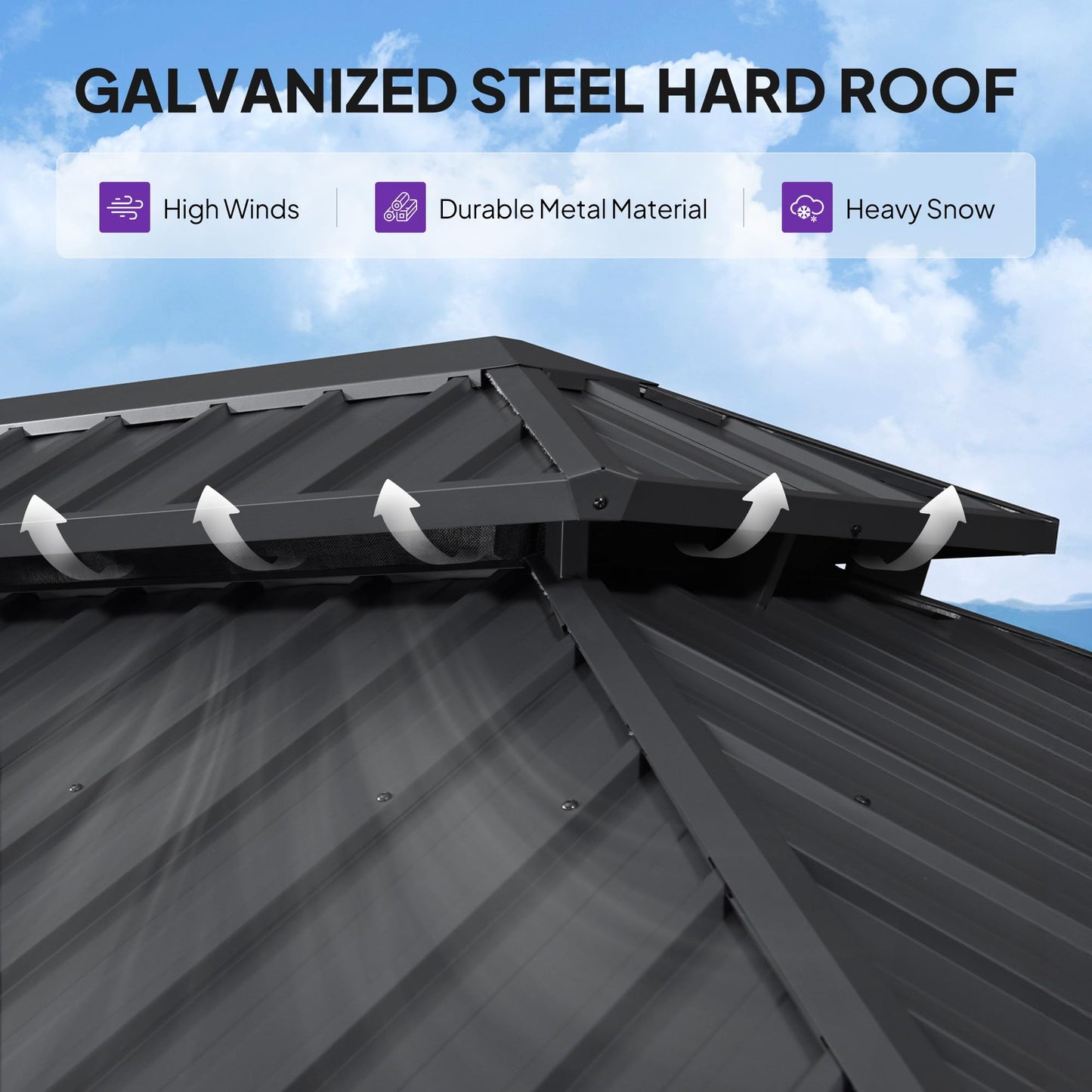PURPLE LEAF 12' X 20' Hardtop Gazebo Metal Double Roof White Aluminum Frame Outdoor Heavy Duty Gazebo with Curtain and Netting for Patio Garden and Backyard, Grey