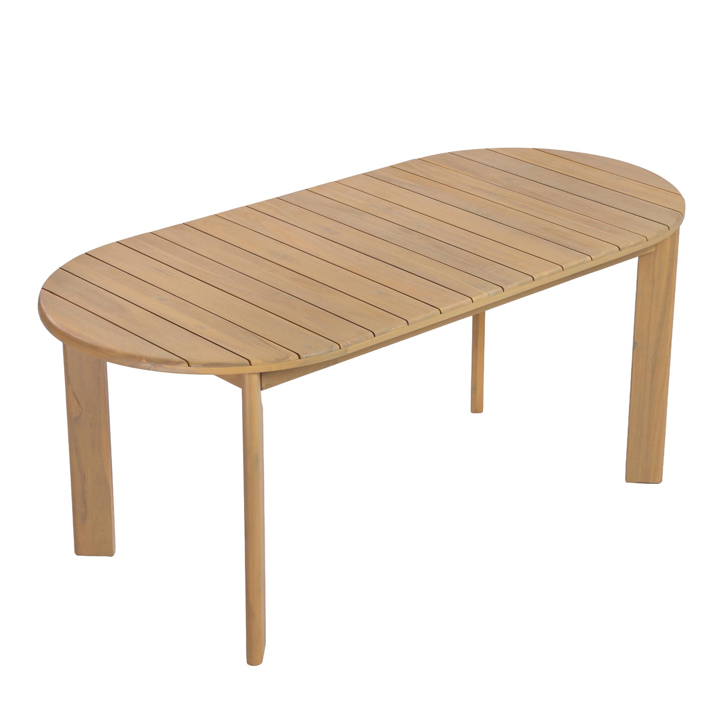 Merax Patio Outdoor Acacia Wood 7 Piece Dinning Set- 70 Inch Large Oval Outdoor Dining Table, 6 Pcs Dining Chairs with Coushions for Backyard, Lawn, Balcony, Light Teak + Natural