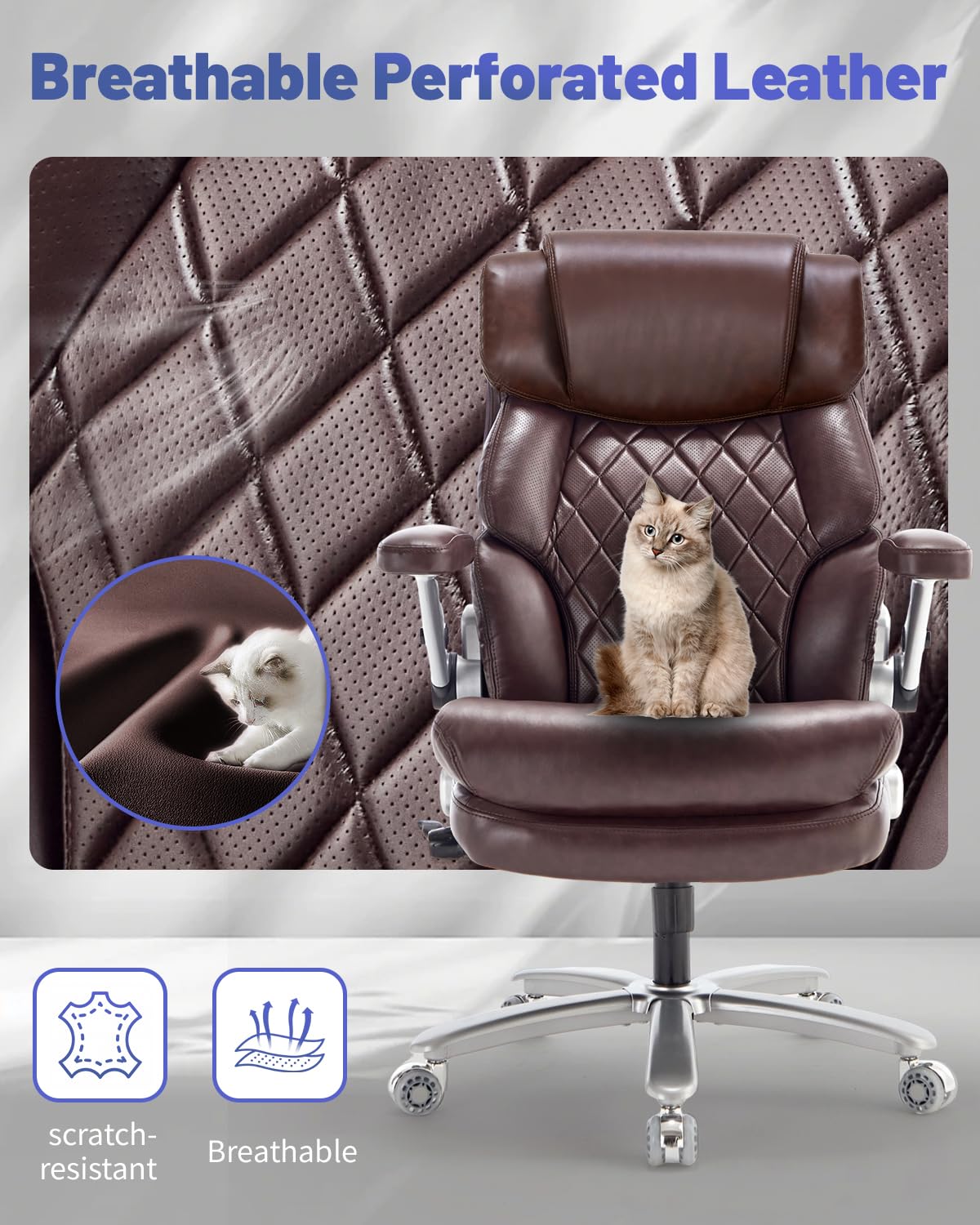 800LBS Big and Tall Office Chair for Heavy People, Heavy Duty Executive Chair with High Back, Extra Wide Seat and Adjustable Lumbar, Large Computer Desk Chair with 5D Flip Arms for Home Office