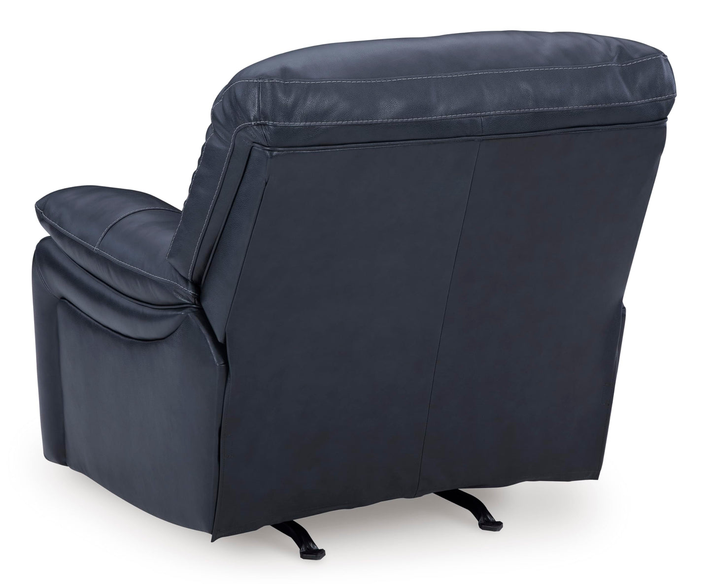 Signature Design By Ashley Leesworth Modern Power Rocker Recliner, USB Port, Gentle Rocking, Top Grain Leather and Matched Leather, 41" W x 41" D x 41" H, Blue