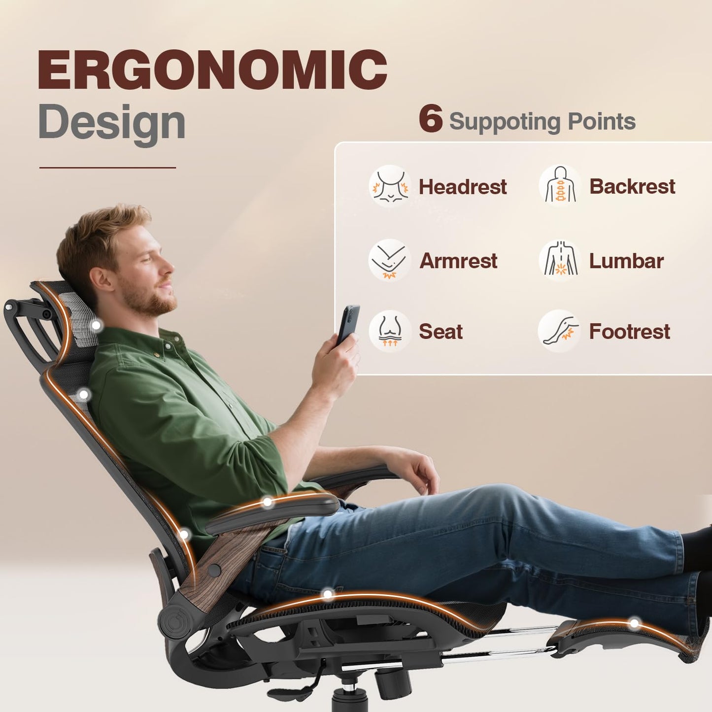 GABRYLLY Ergonomic Office Chair with Footrest, High Back Mesh Computer Chair with Flip-Up Arm, 3D Headrest, 135° Reclining, Rolling Gaming Task Chair with Wide Seat Lumbar Support,300LBS