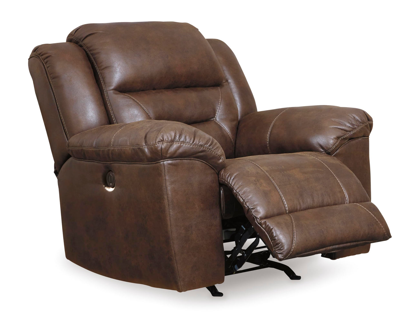 Signature Design by Ashley Stoneland Faux Leather Manual Pull Tab Rocker Recliner, Dark Brown