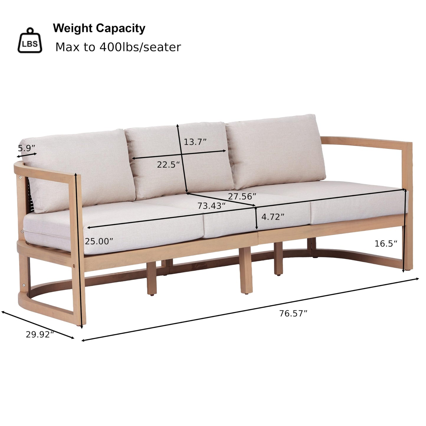 Merax 4 Piece Rattan Woven Paito Conversation Set, All-Weather Acacia Wood 3 Seater Sofa,2 Club Armchairs with Coushions, 1 Coffee Table for Porch, Lawn, Backyard, Balcony, Light Teak