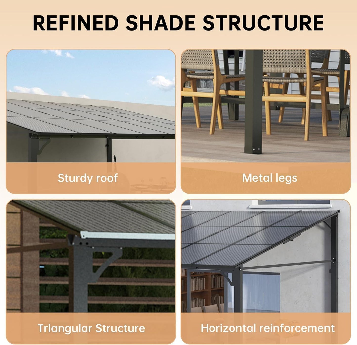 10'X10' Hardtop Wall Mounted Gazebo with Gutters & Galvanized Steel Roof, 60MPH Wind Resistance, Lean to Gazebo Pergola with Sloped Roof for Deck, Porch, Backyard and More, Black