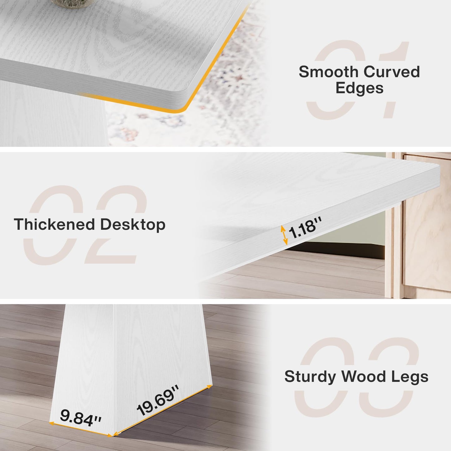 Tribesigns 63-Inch Executive Desk, Large Office Computer Desk with Double Pedestal, Modern Simple Workstations Writing Table Conference Table Business Furniture for Home Office, White