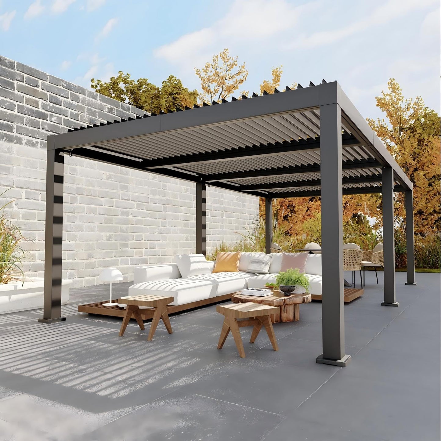 Garvee 12x24ft Louvered Pergola - All-Aluminum Outdoor Pergolas with Adjustable Louvered Roof, Integrated Drainage System, Outdoor Gazebo for Deck, Patio, Backyard and Garden, Gray