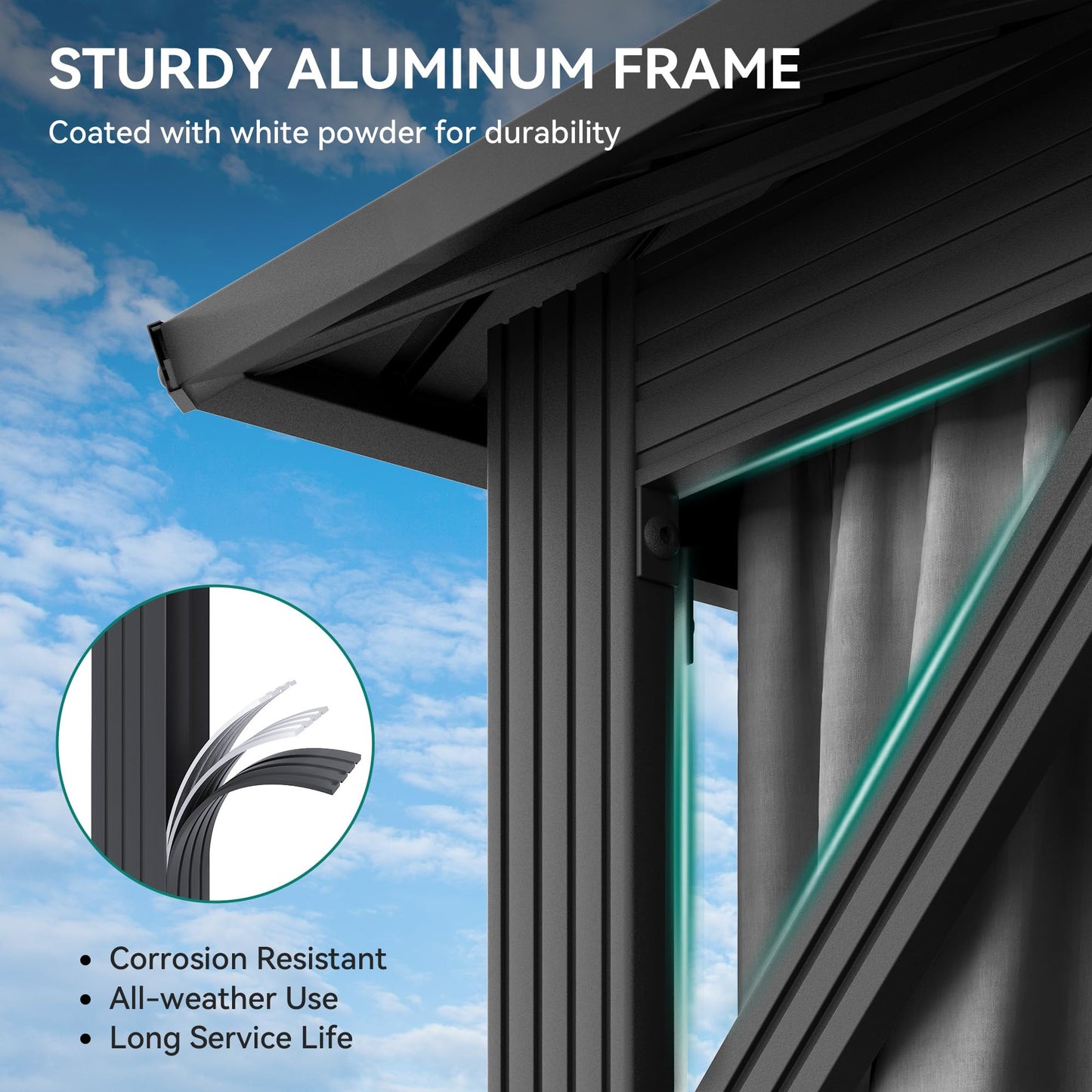 YITAHOME 12x16ft Hardtop Gazebo with Nettings and Curtains, Heavy Duty Double Roof Galvanized Steel Outdoor Combined of Vertical Stripes Roof for Patio, Backyard, Deck, Lawns, Gray
