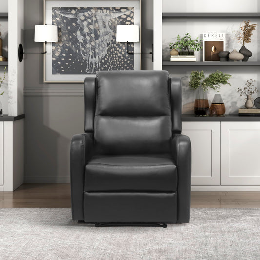 Lexicon Manual Recliner Chair, Reclining Sofa Chair, Home Theater Seating, Wall Hugger, Manual Recliner for Living Room/Office/Apartment, Easy Assembly, Black Faux Leather
