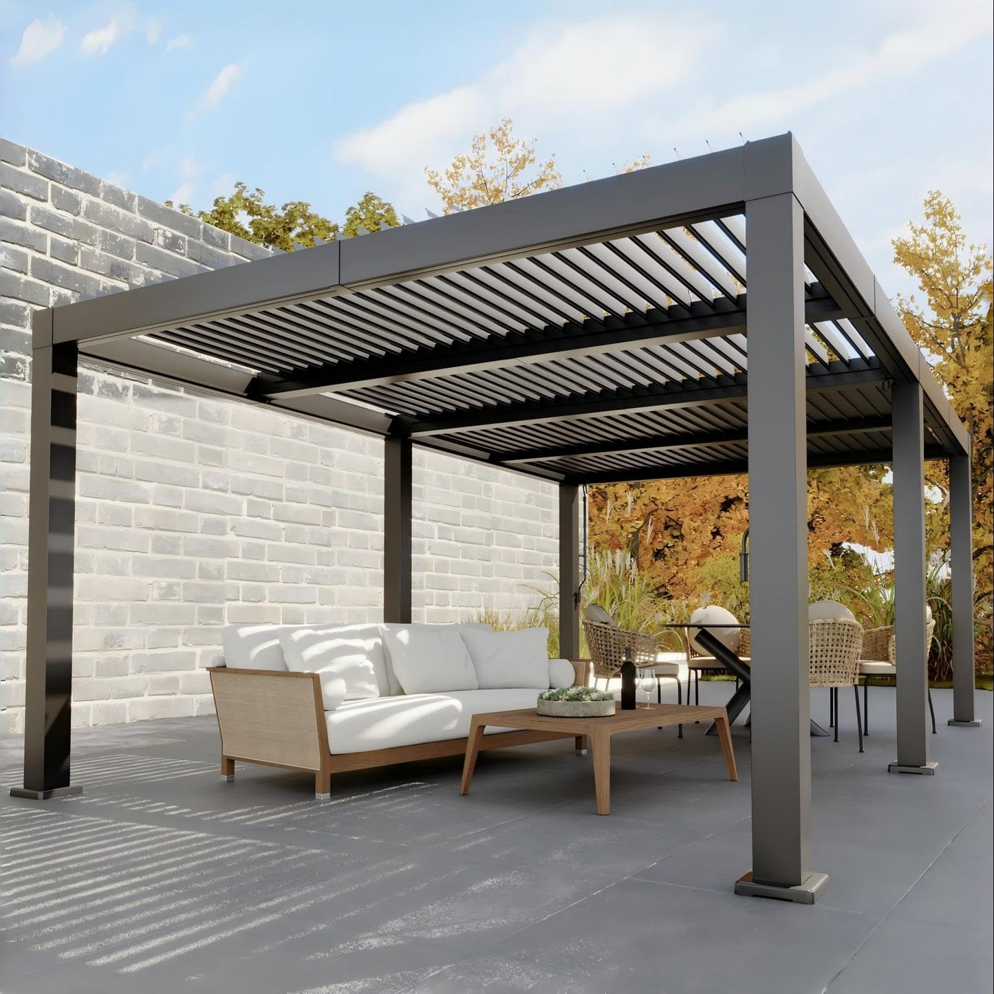 Garvee 12x20ft Louvered Pergola - All-Aluminum Outdoor Pergolas with Adjustable Louvered Roof, Integrated Drainage System, Outdoor Gazebo for Deck, Patio, Backyard and Garden, Gray