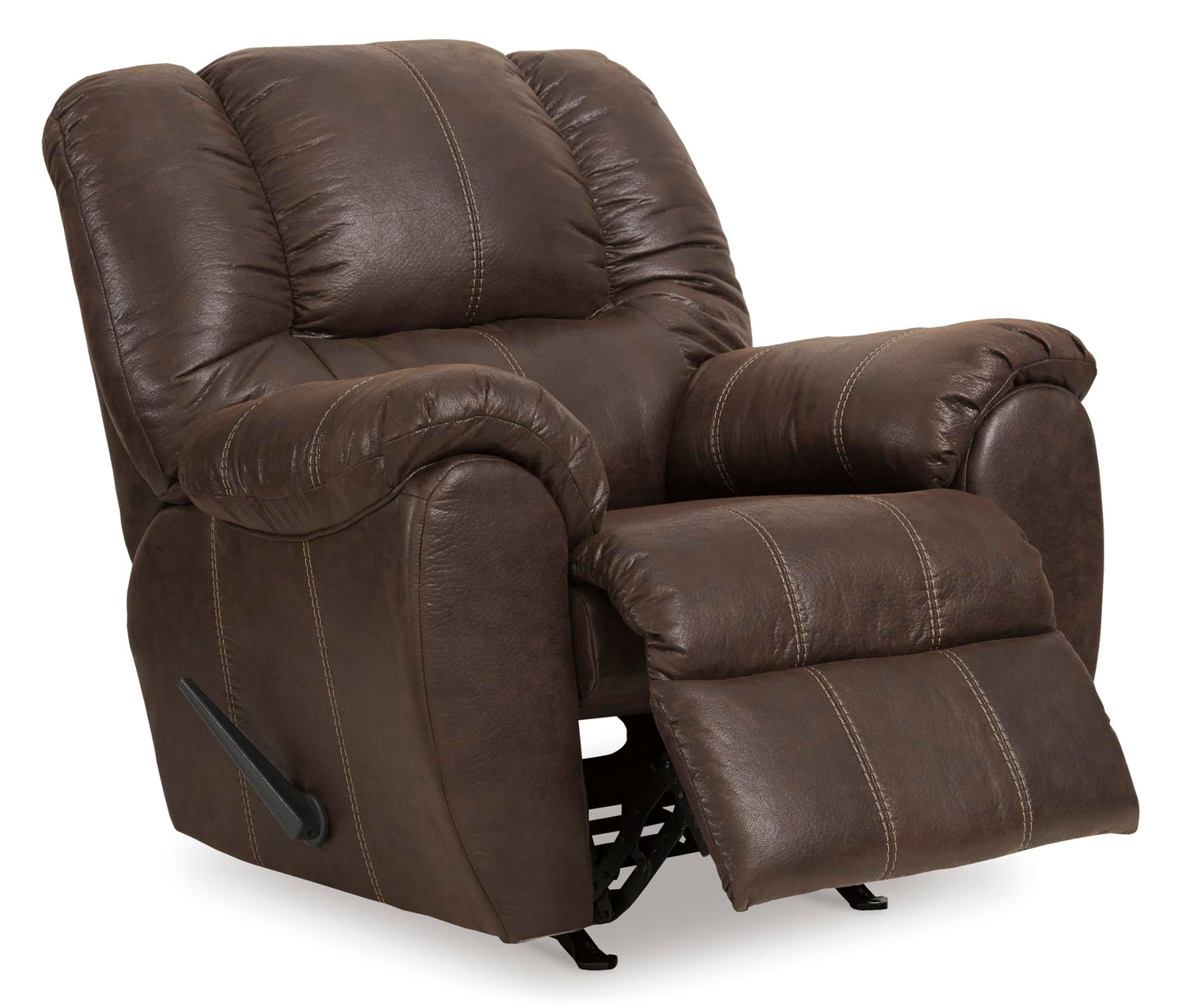 Signature Design by Ashley McGann Modern Faux Leather Manual Pull Rocker Recliner, Brown