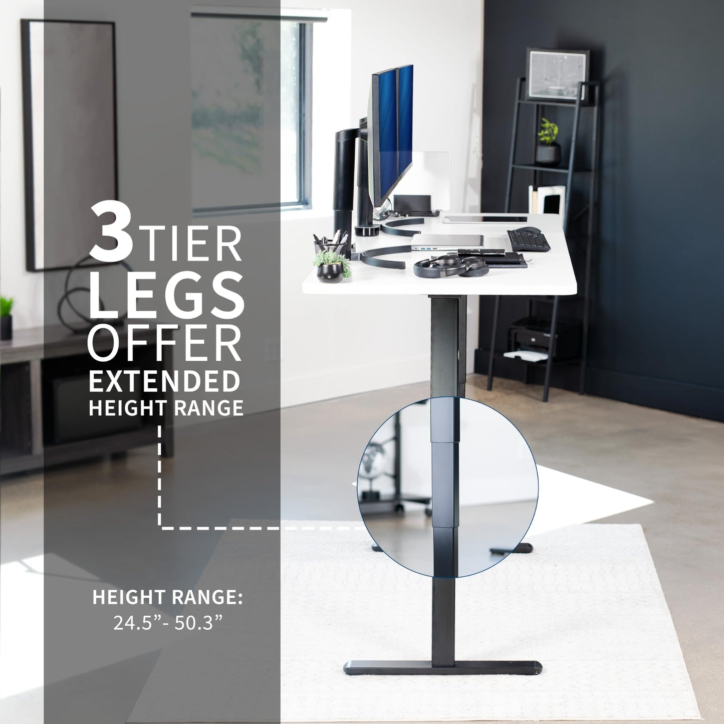 VIVO Electric 83 x 30 in Dual Motor Sit Stand Desk, Memory Height Adjustment, 2B Series, Black Top White Frame, DESK-KIT-2W8B