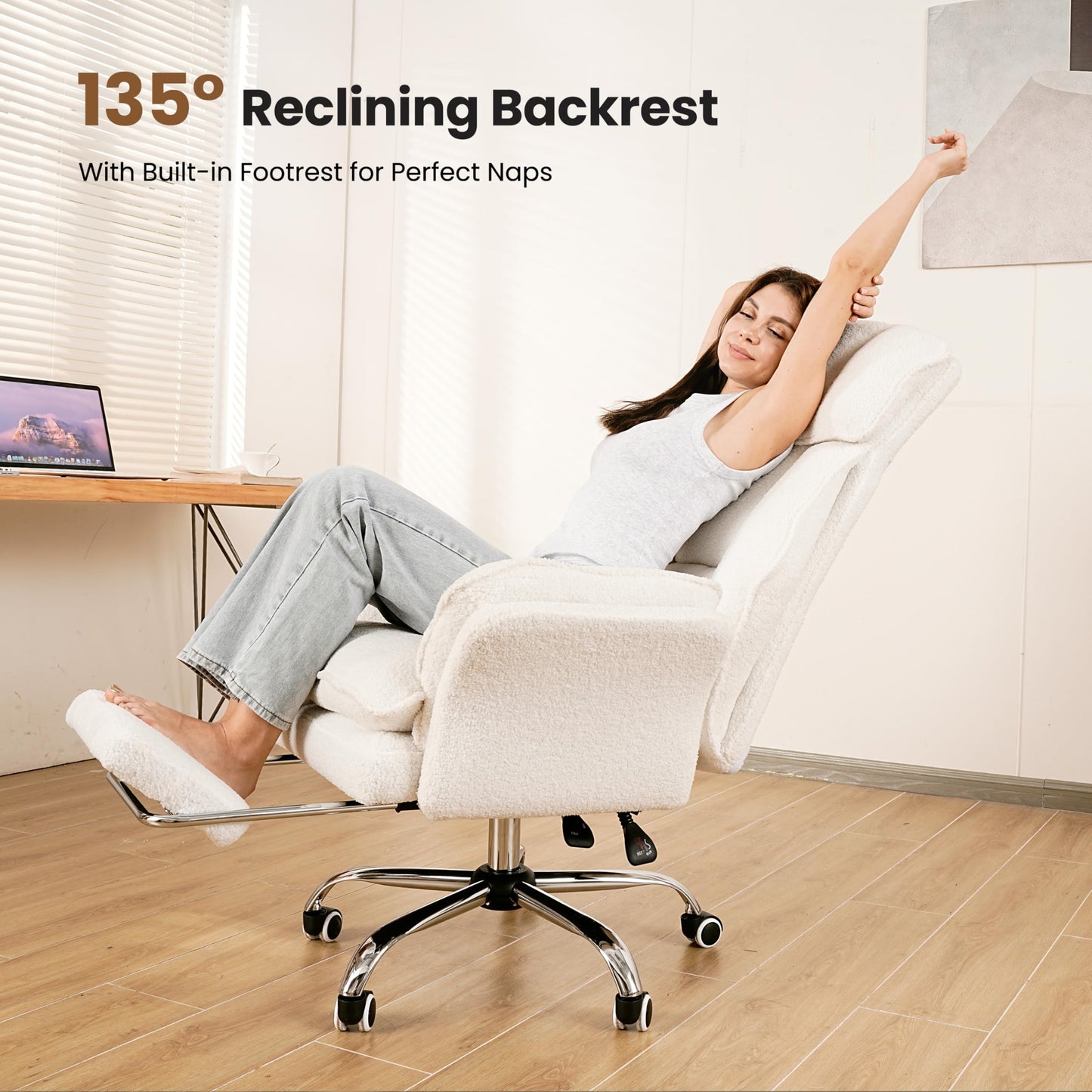 Big and Tall Office Chair, Flip Armrests for Pets & Cross Legged Sitting, Executive Ergonomic Computer Gaming Chair with Foot Rest, Crystal Velvet Wide Seat Reclining Desk Chair
