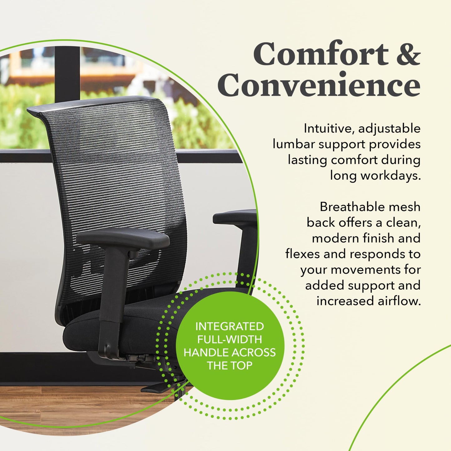 HON Convergence Ergonomic Office Chair with Mesh Back, Adjustable Arms, Lumbar Support, Synchro‑Tilt Desk Chair with Wheels for Home Office or Computer Use, Black Frame, Black