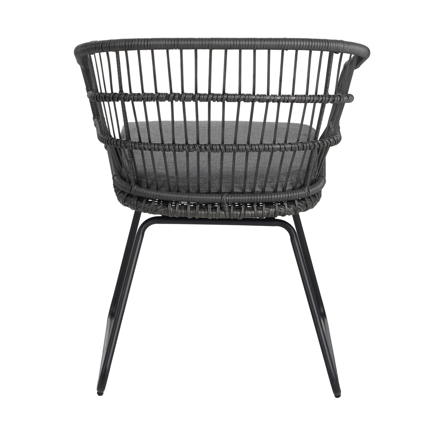 Christopher Knight Home Terry Acacia Wood Patio Dining Set for 6, Rectangular Patio Dining Table and Faux Rattan Chairs Set of 6, 7 Piece Outdoor Dining Set with Cushion and Iron Frame, Teak+Gray
