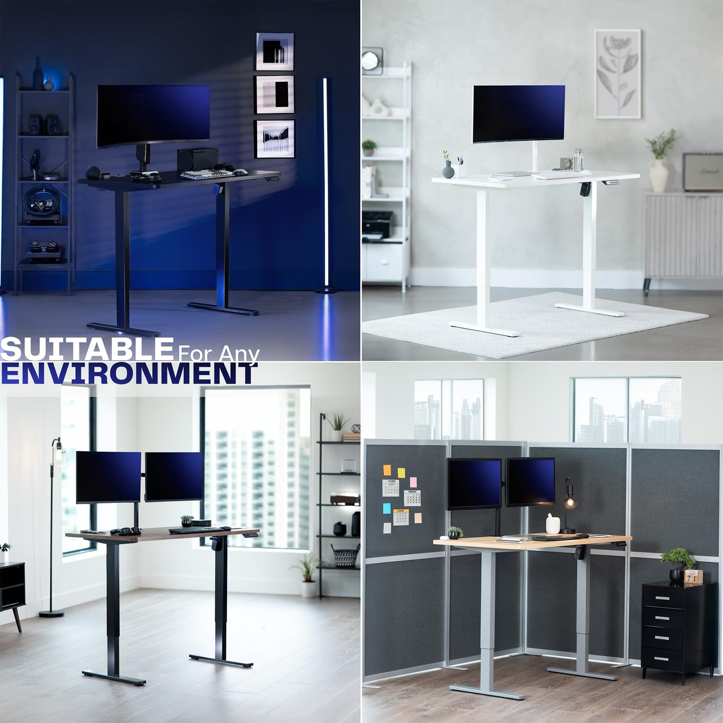 VIVO Electric 60 x 24 in Standing Desk, Memory Height Adjustment, 1B Series, Holds 220 lbs, One-Piece Dark Gray Top, White Frame, DESK-KIT-1W6G