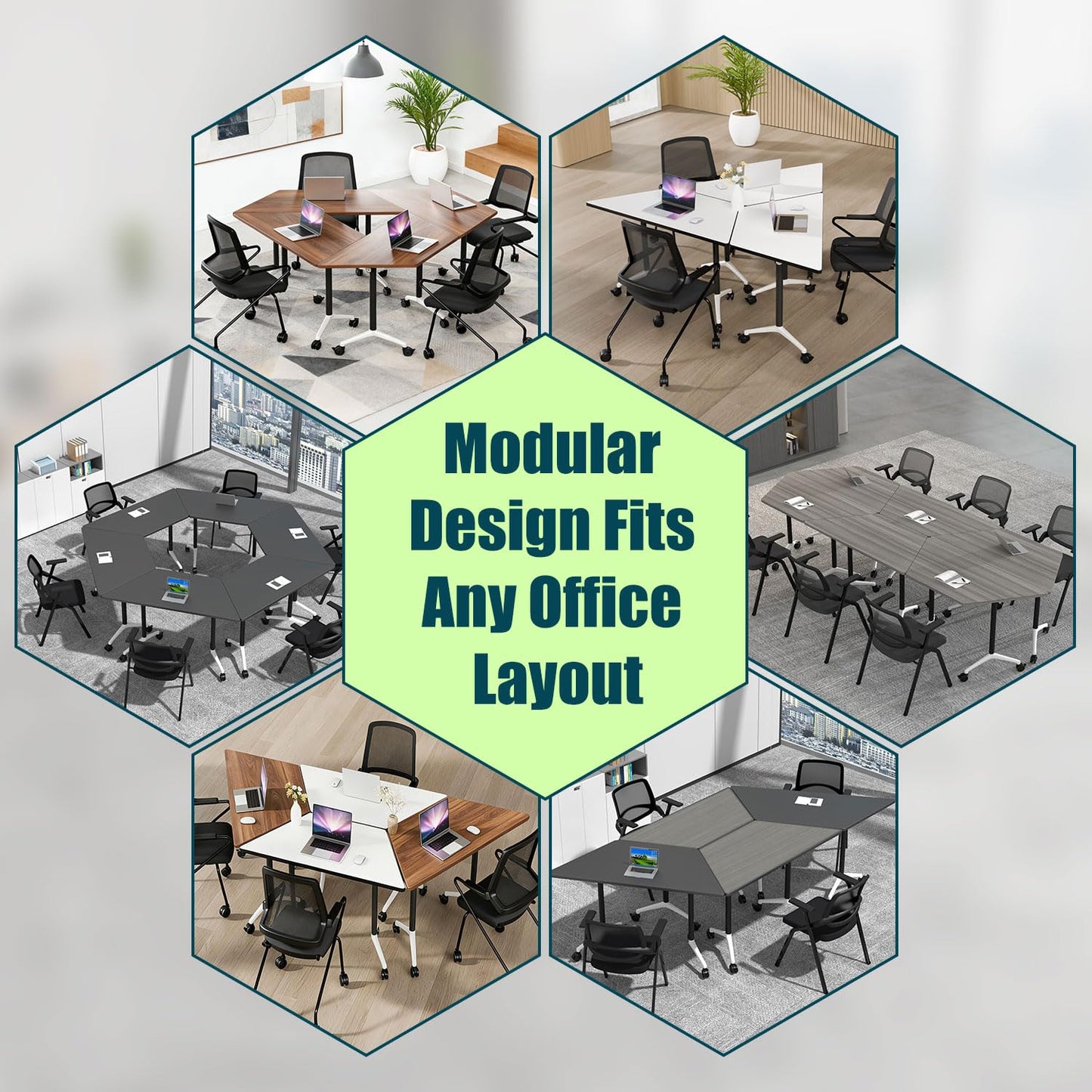 Modern Conference Table,47.2 Inch Meeting Seminar Table,Folding Conference Room Tables with Caster Wheels,Sturdy Mobile Training Table Business Boardroom Tables for 2-10 People,Support 550lbs (4P)