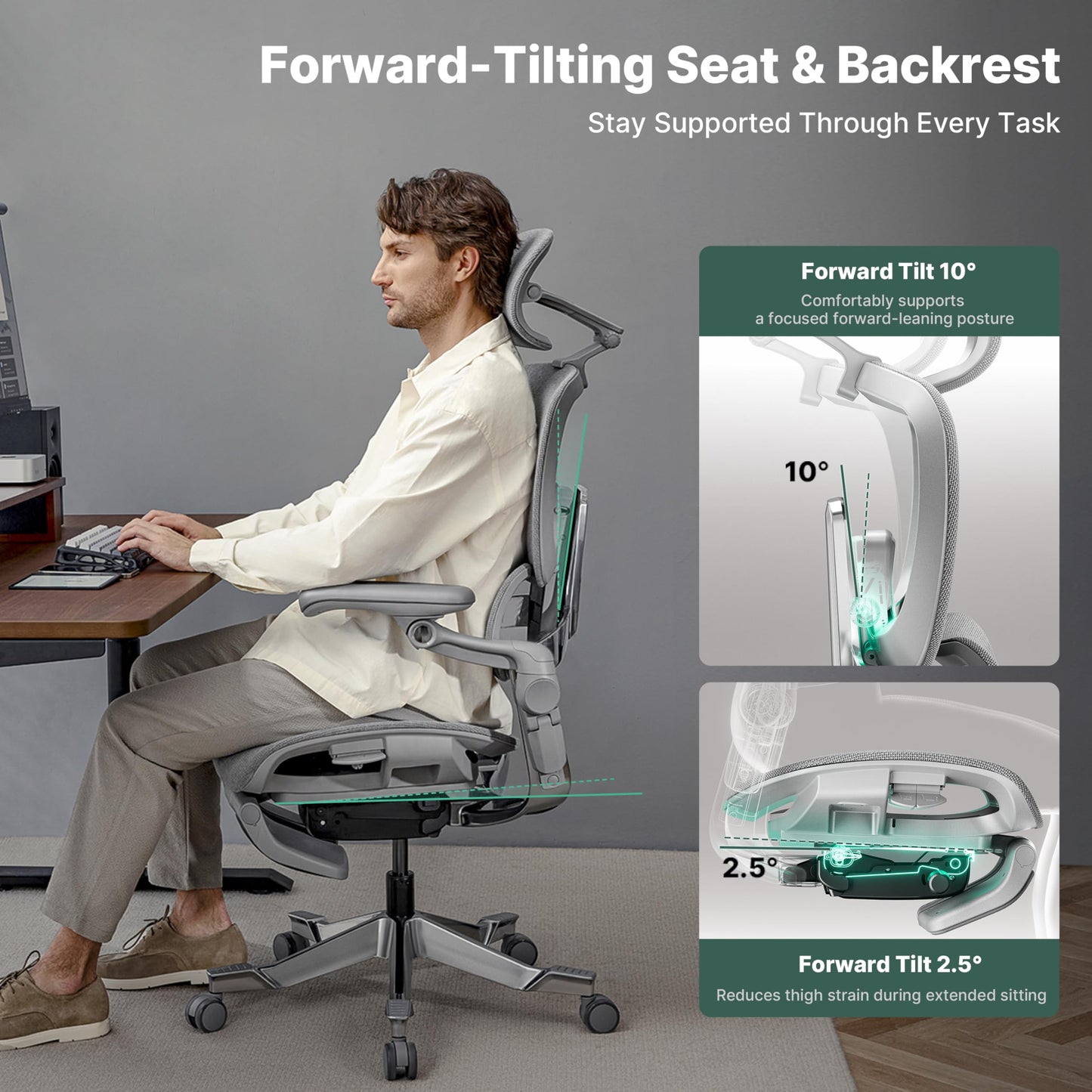 HINOMI H2 Pro Premium Ergonomic Office Chair - Comfy Home Office Desk Computer Chair with Adjustable Back Support, Swivel Wheels, Flip-up Arms, Comfortable Mesh Seat for Desk Work (Black)
