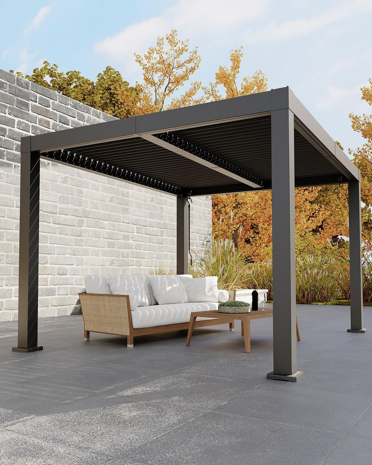 Garvee 10x12ft Louvered Pergola - All-Aluminum Outdoor Pergolas with Adjustable Louvered Roof, Integrated Drainage System, Outdoor Gazebo for Deck, Patio, Backyard and Garden, Gray