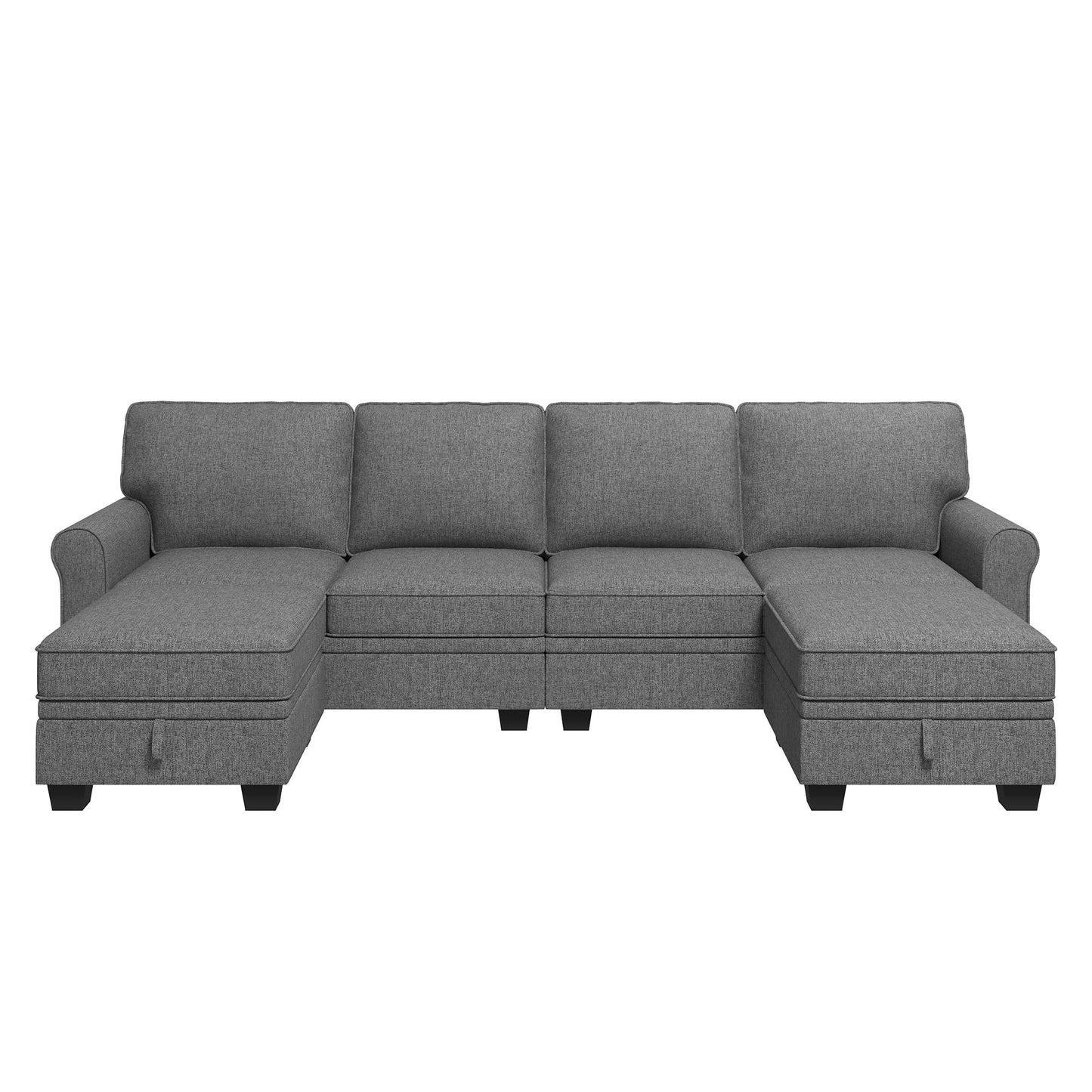 HONBAY Convertible Sectional Sofa with Storage U Shaped Sectional Couch with Reversible Chaise Small Sectional Couches for Living Room,Grey