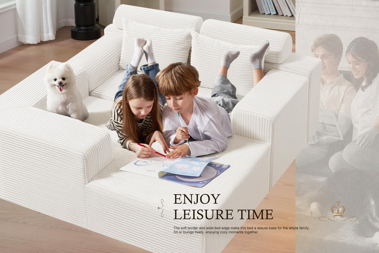 HABUTWAY Sectional Couches for Living Room,No Assembly L Shaped Couch 105" Modular Sectional Sofa Couch with Deep Seat,Cloud Couches Furniture Sets for Apartment,Corduroy (Beige, Left Facing)
