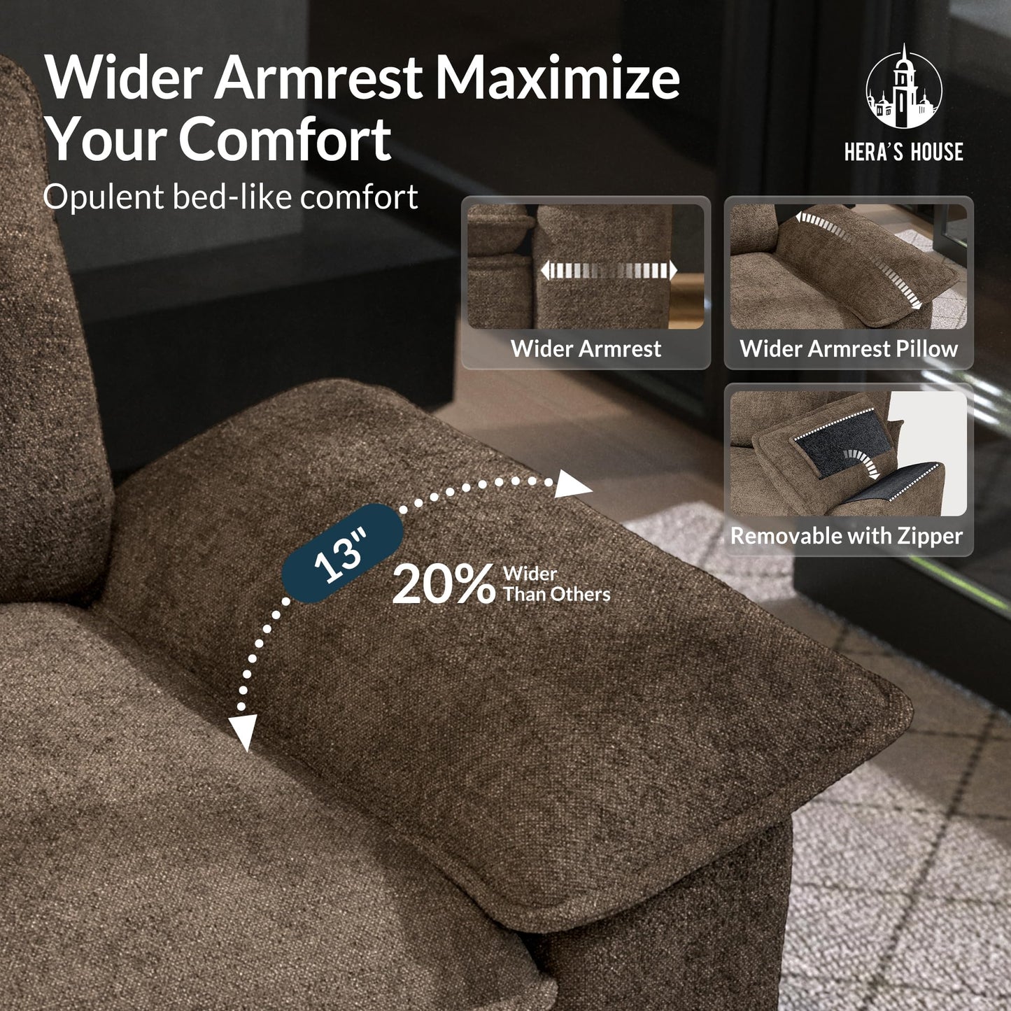 HERA'S HOUSE 158" Modular Sectional Sofa, Oversized U Shaped Couches for Living Room, Comfy Cloud Couch with Ottoman, 6-Seater Deep Seat Sofa with Throw Pillow, Chenille Taupe