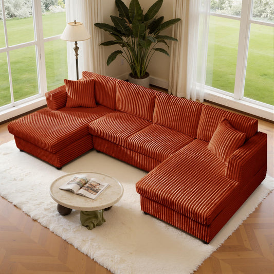 123" U-Shaped Modular sectional Sofa, Two L-Shape Chaise with 2 Cloud Couch sectional with Two Pillows, couches for Living Room (Darkbrown)