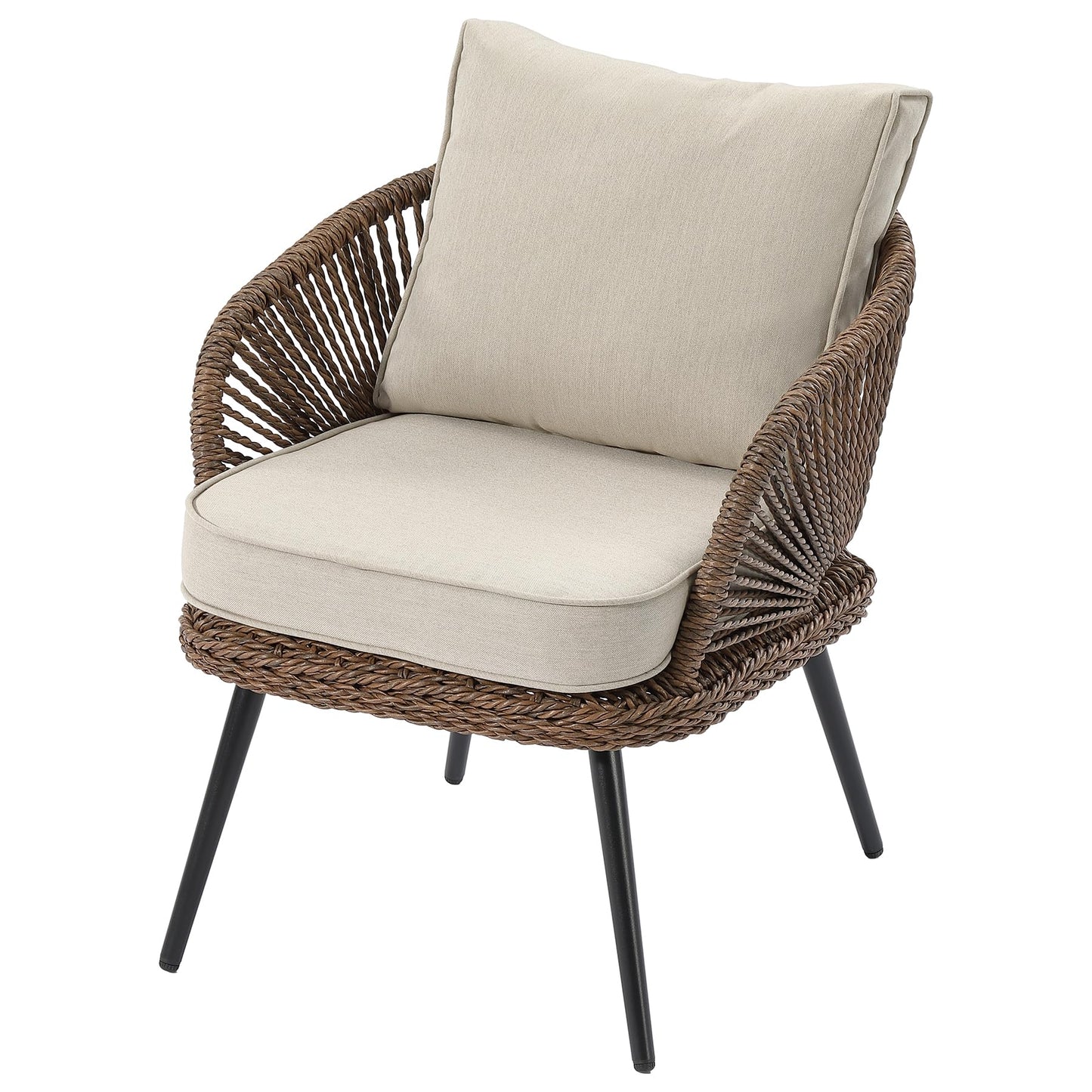 LITTLE TREE Wicker Patio Furniture Set with Coffee Table, 4 Piece Patio Sectional Furniture Set with Removable Cushions, Outdoor Conversation Set for Backyard, Garden, Porch, Balcony, Easy Assembly