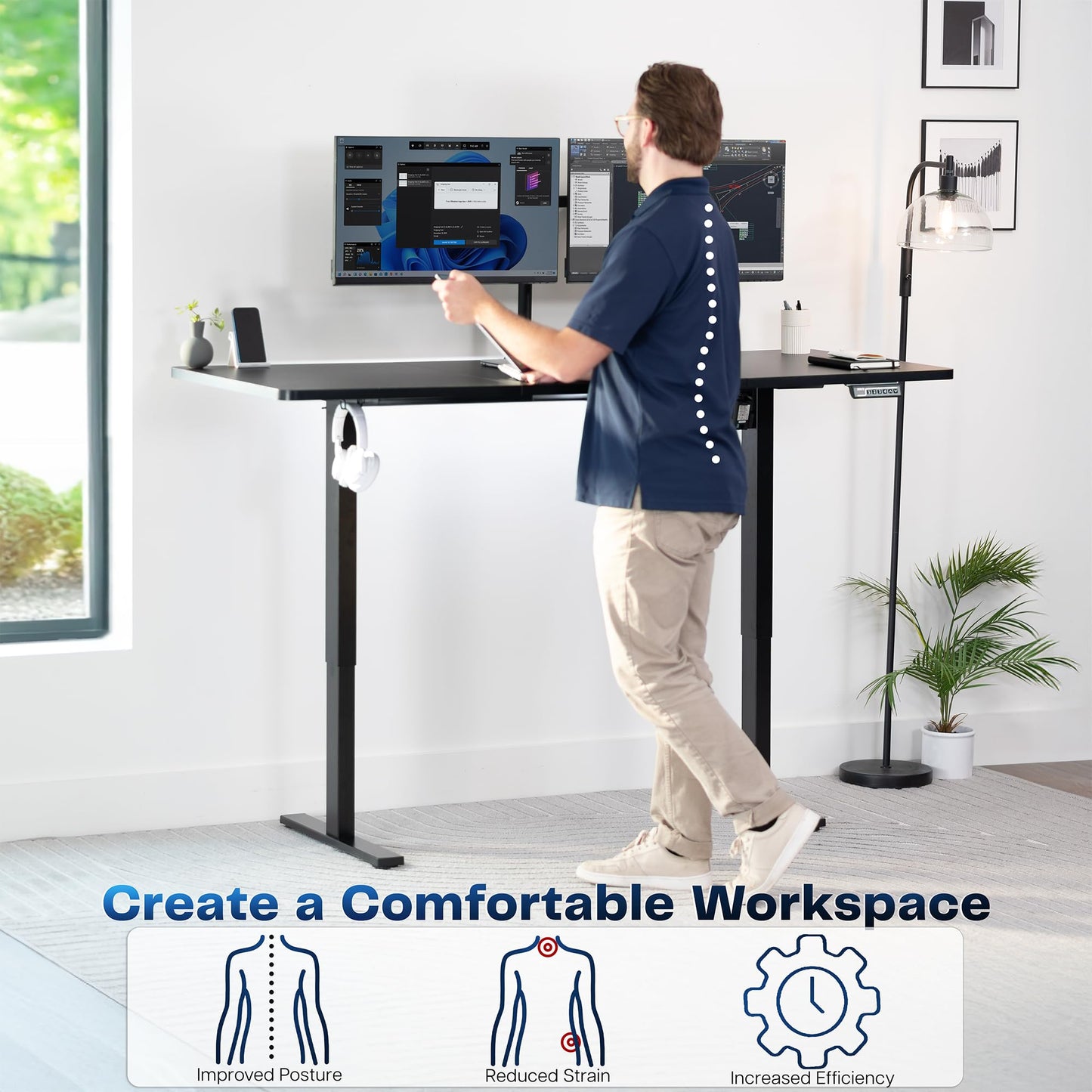 VIVO Electric 71 x 30 in Standing Desk, Memory Height Adjustment, 1B Series, Holds 220 lbs, Black Top Black Frame, DESK-KIT-1B7B