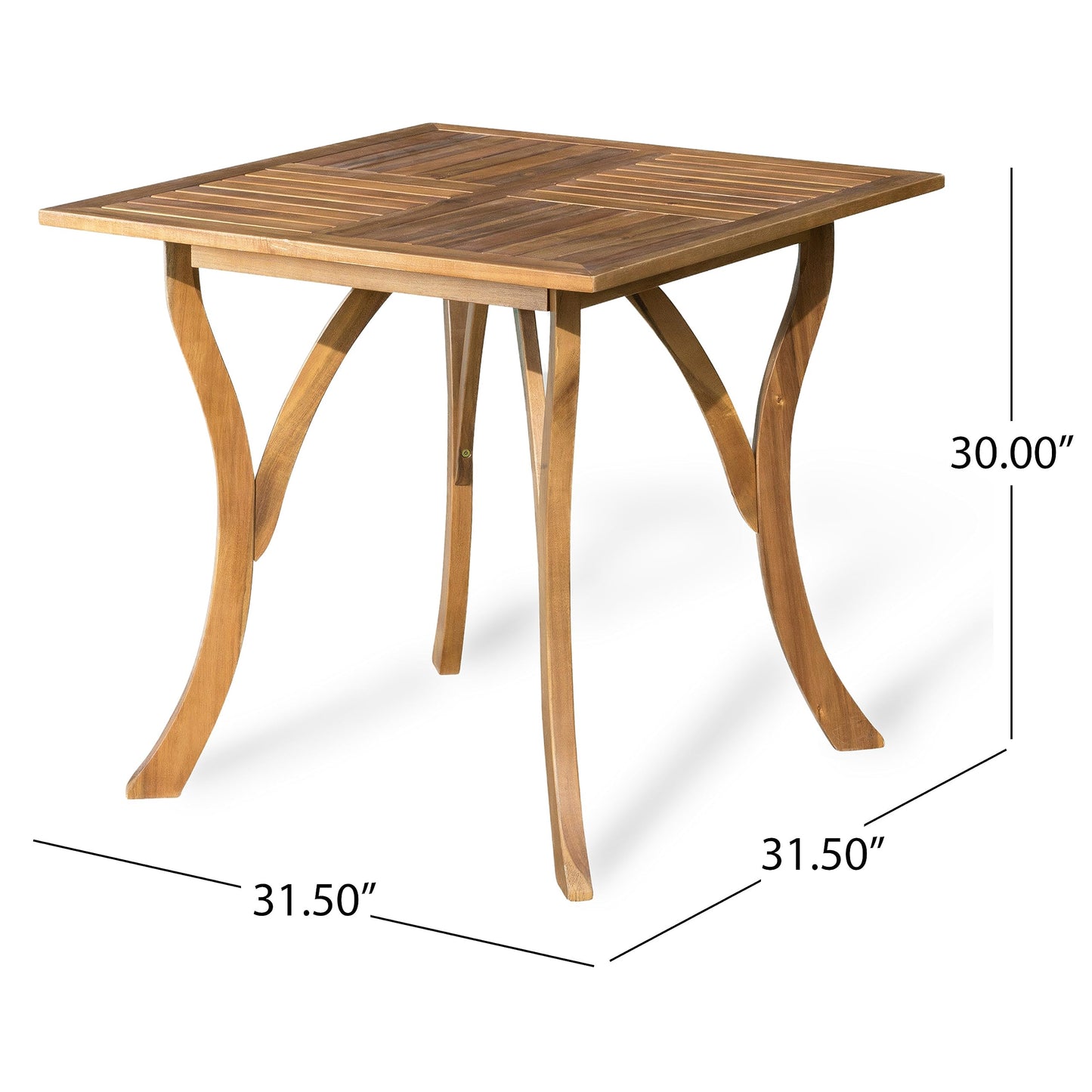 Christopher Knight Home 5 Piece Outdoor Dining Set Acacia Wood Square Table and 4 Green Wicker Chairs Teak Finish Patio Furniture Set for Garden Backyard Balcony Deck