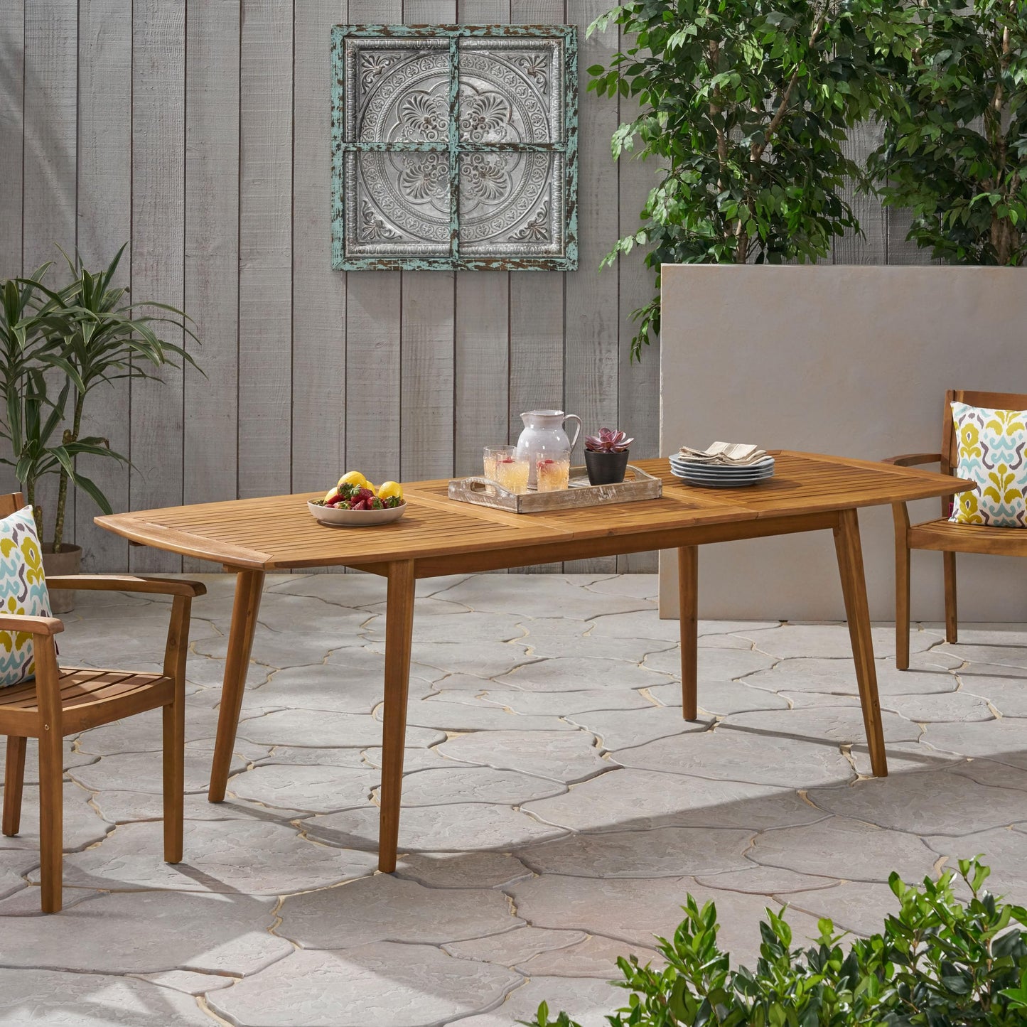 Christopher Knight Home Stamford Outdoor Acacia Wood Expandable Dining Table, Teak