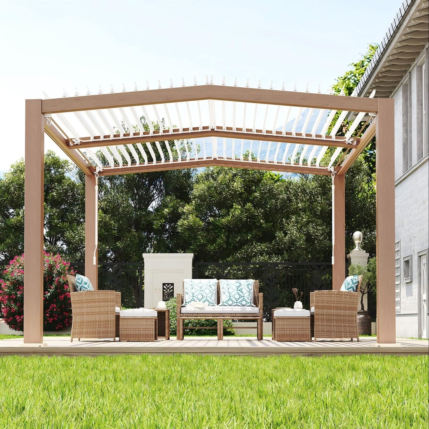 Garvee 11x13ft Louvered Pergola - Outdoor Pergolas with Adjustable Louvered Roof, Reinforced Aluminum Frame, Integrated Drainage System, Outdoor Gazebo for Deck, Patio, Backyard and Garden