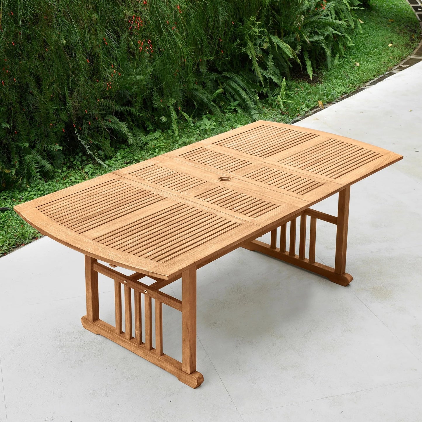 Cambridge Casual Caterina Teak Wood 6-Piece Outdoor Dining Set with Bench, Armchairs, and Beige Cushions, Weather-Resistant Natural Teak Garden Furniture for Porch, Deck, or Backyard