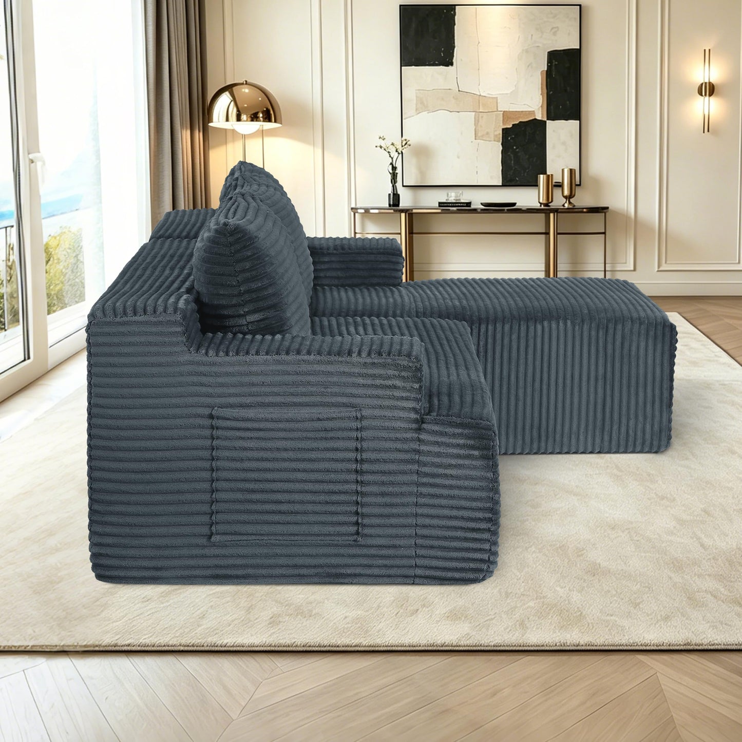 96" Modular Sectional Sofa, Cloud Sectional Couch with Deep Seat, Modern L-Shape Corner Sofa Couch with Right Facing Chaise,Upholstered Boneless Couches for Living Room Bedroom