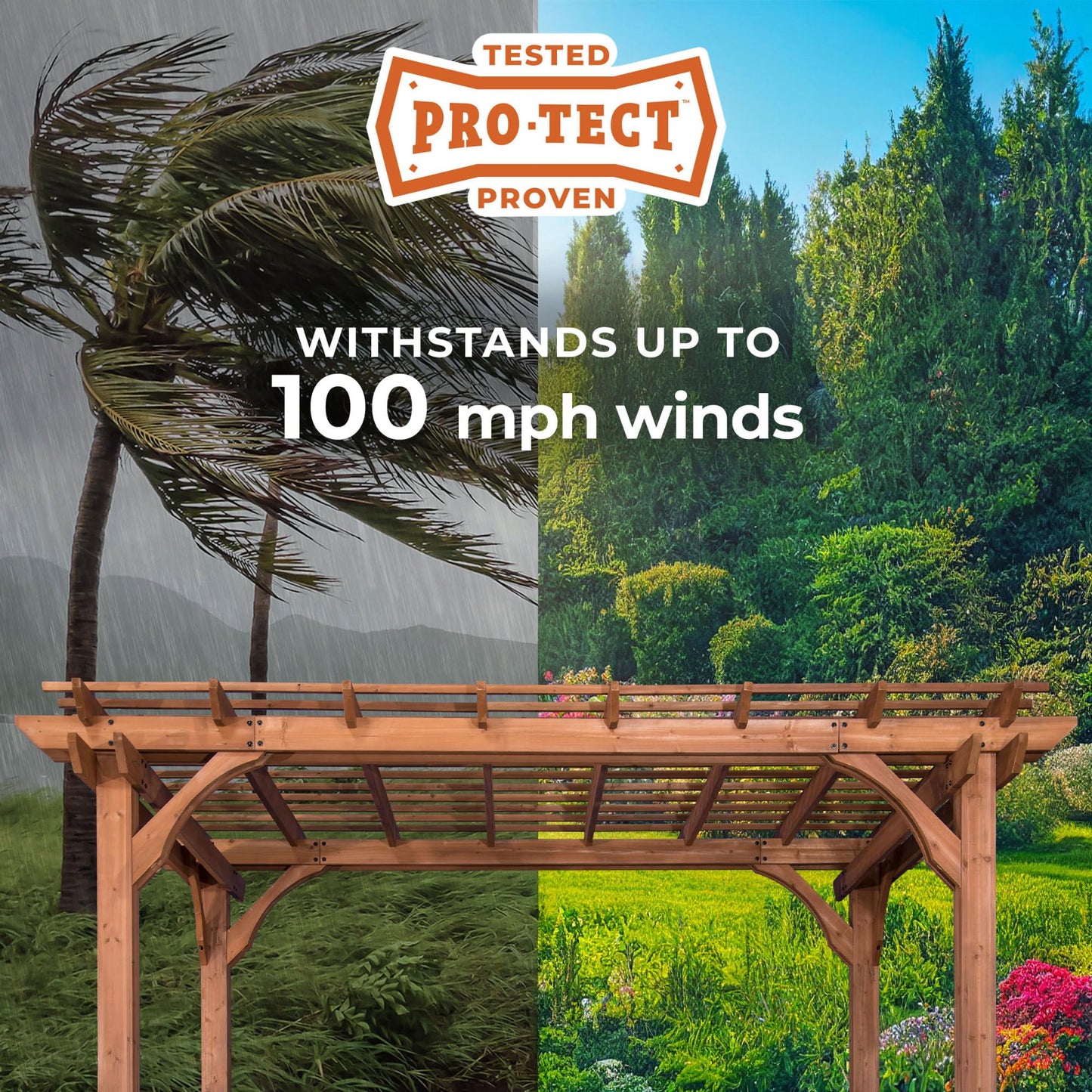 Backyard Discovery Beaumont 24' x 12' Traditional Cedar Wood Pergola Kit with Trellis Roof, All-Season Durability, High-Wind Rating, PowerPort, Shade for Outdoor Patio, Deck, Garden, and Entertaining