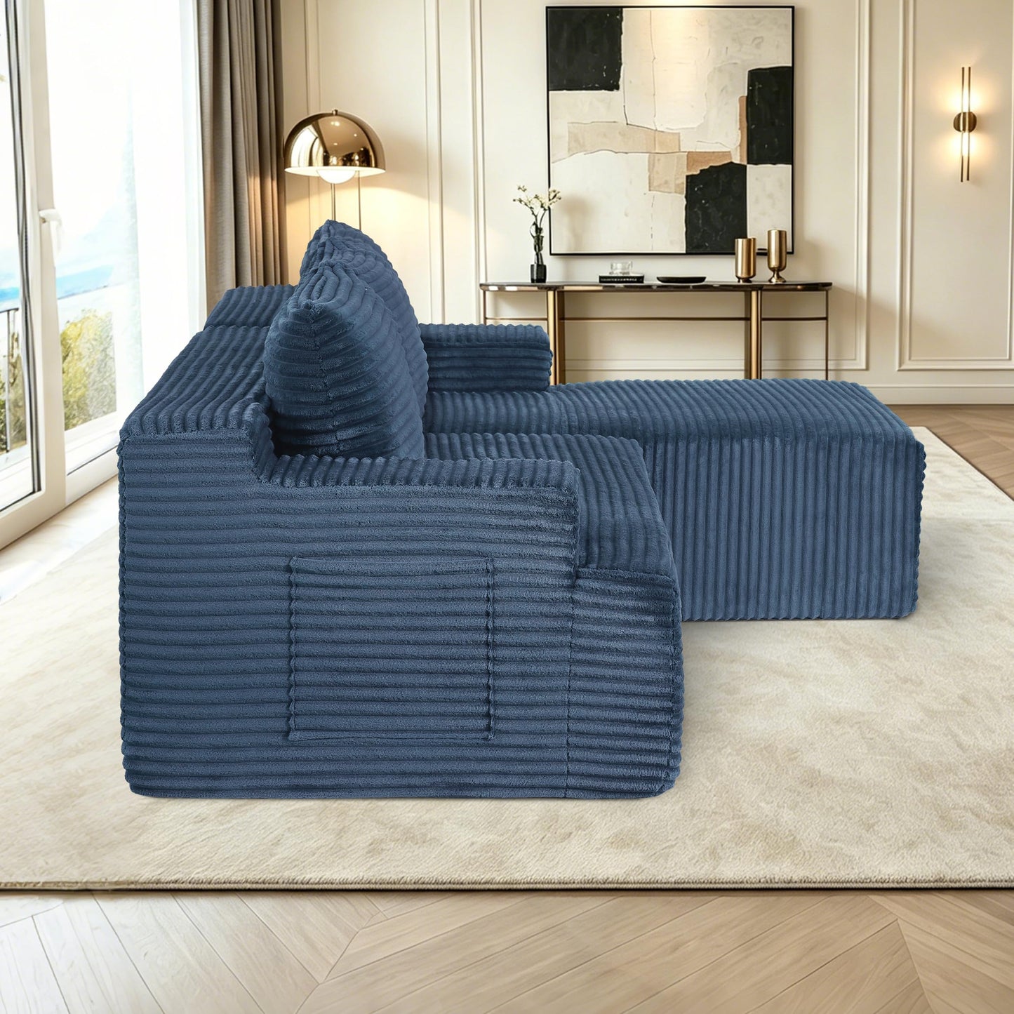 96" Modular Sectional Sofa, Cloud Sectional Couch with Deep Seat, Modern L-Shape Corner Sofa Couch with Right Facing Chaise,Upholstered Boneless Couches for Living Room Bedroom